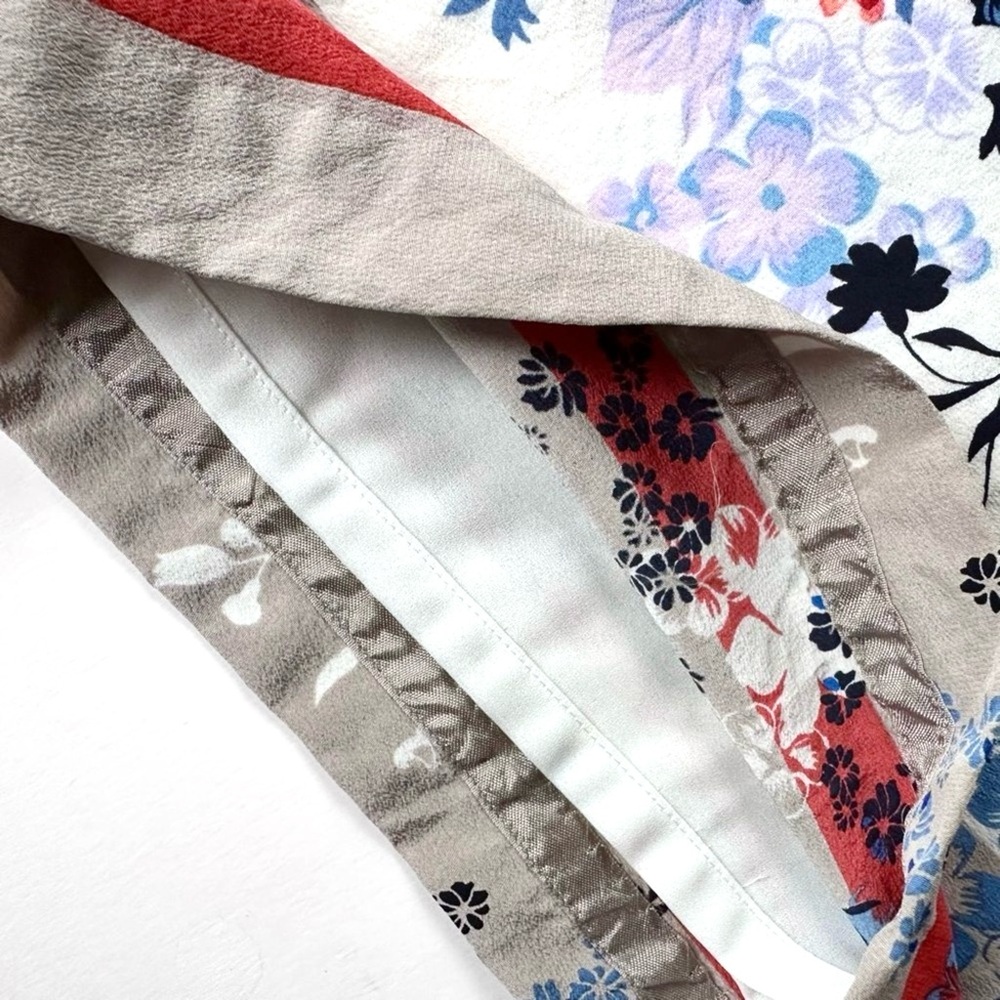 Worth New York Silk White Blue Multicolor Tropical Floral Print Wide Leg Pants 2 - Picture 5 of 10